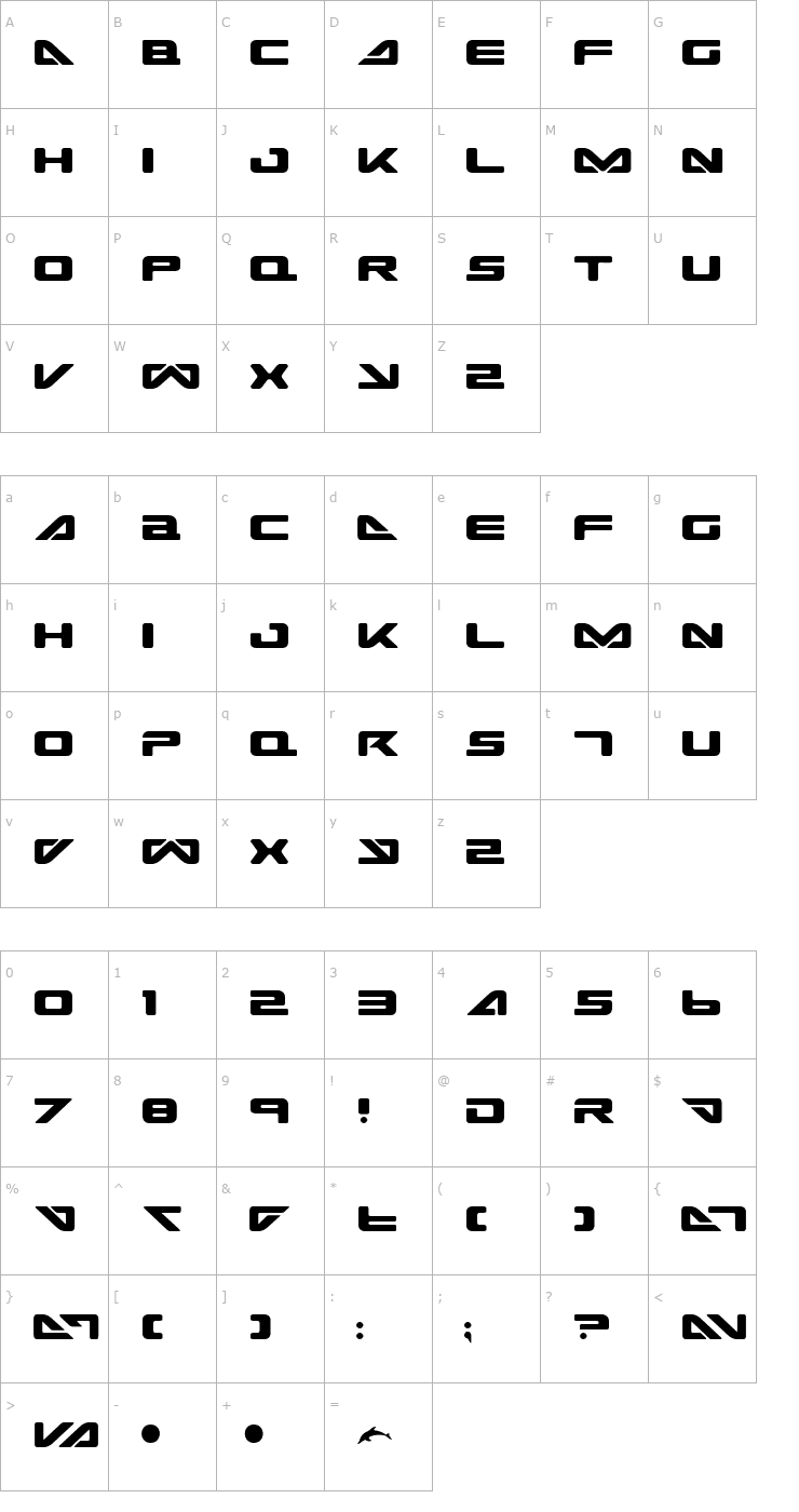 Character Map Sea Dog 2001 Font