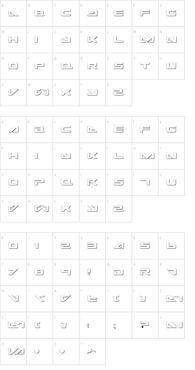 Character Map Sea Dog 2001 Shadow Font