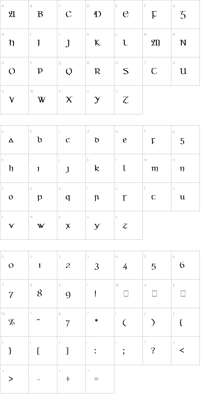 Character Map Seanchló Font