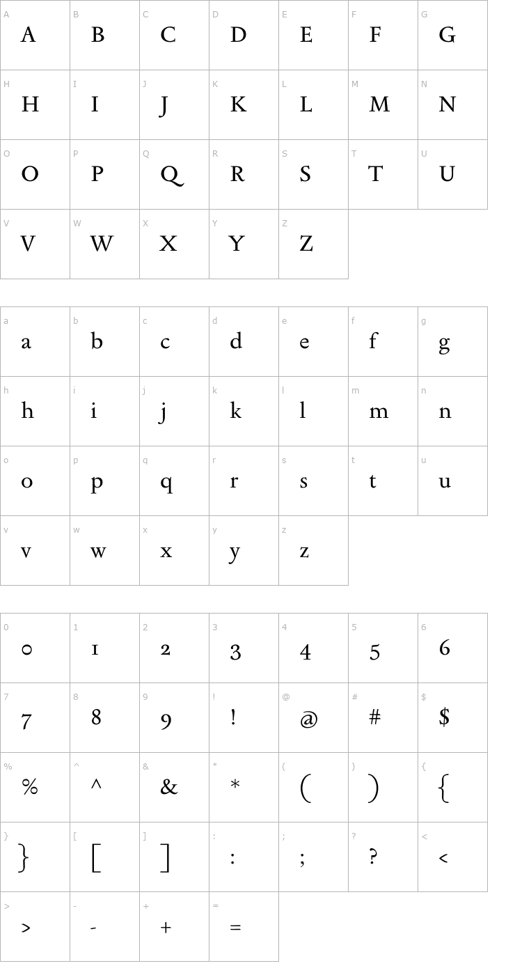 Character Map Sedan Font