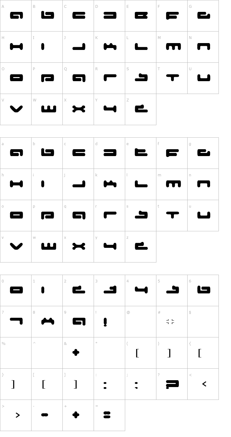 Character Map Senior Service Font