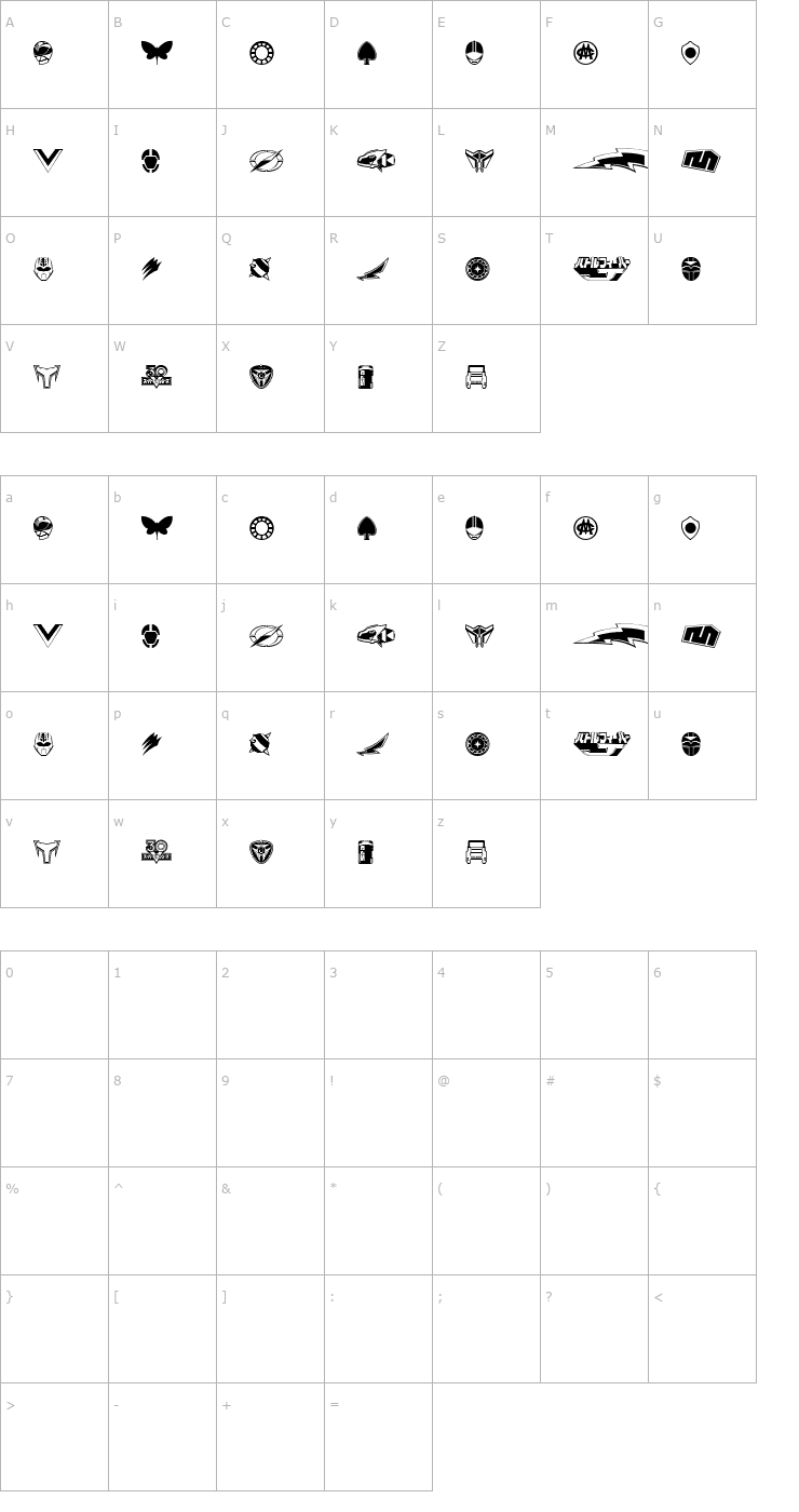 Character Map Sentai 30 Dingbats Font