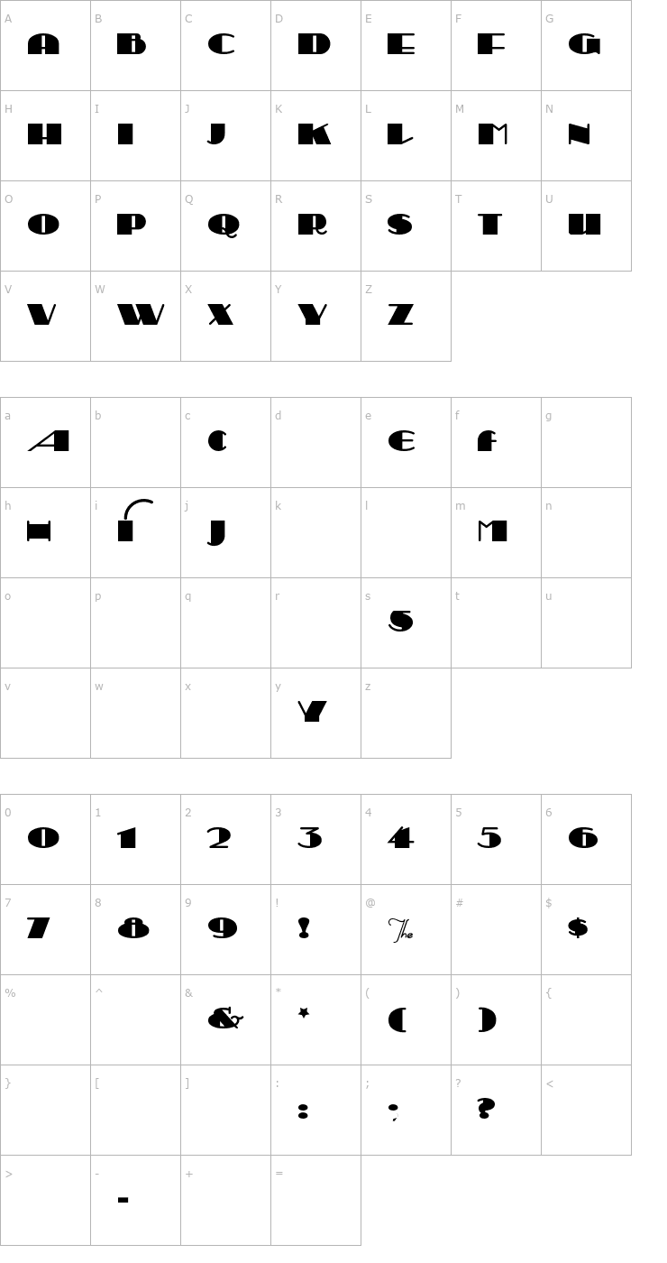 Character Map Sesquipedalian Font