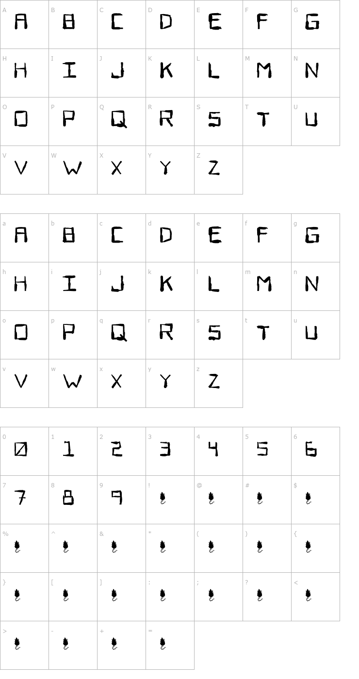 Character Map Sewer Rat Font