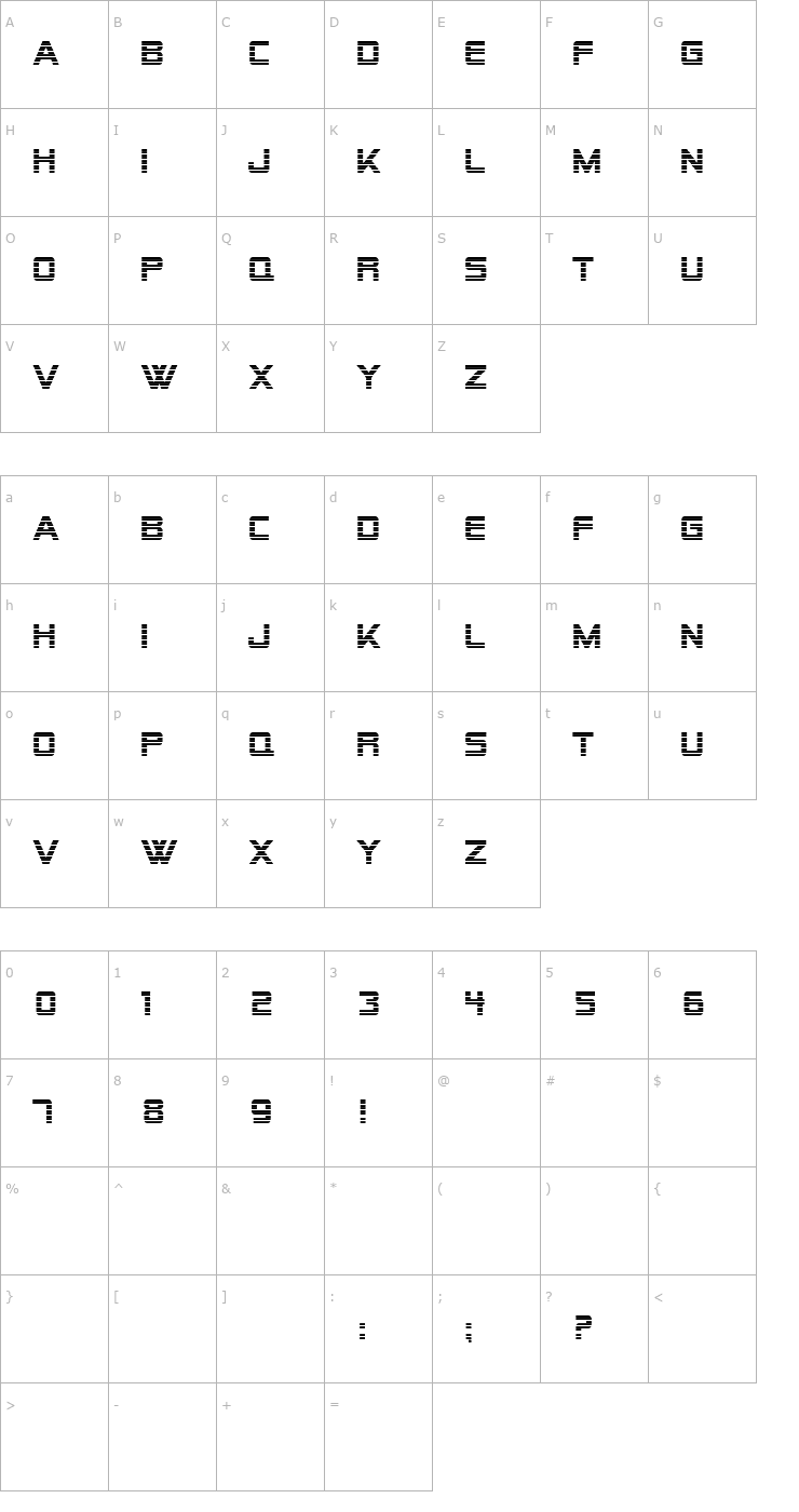 Character Map SF Alien Encounters Font