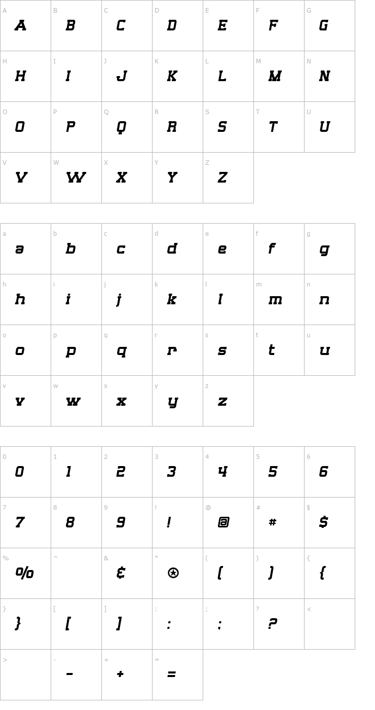 Character Map SF Big Whiskey Font