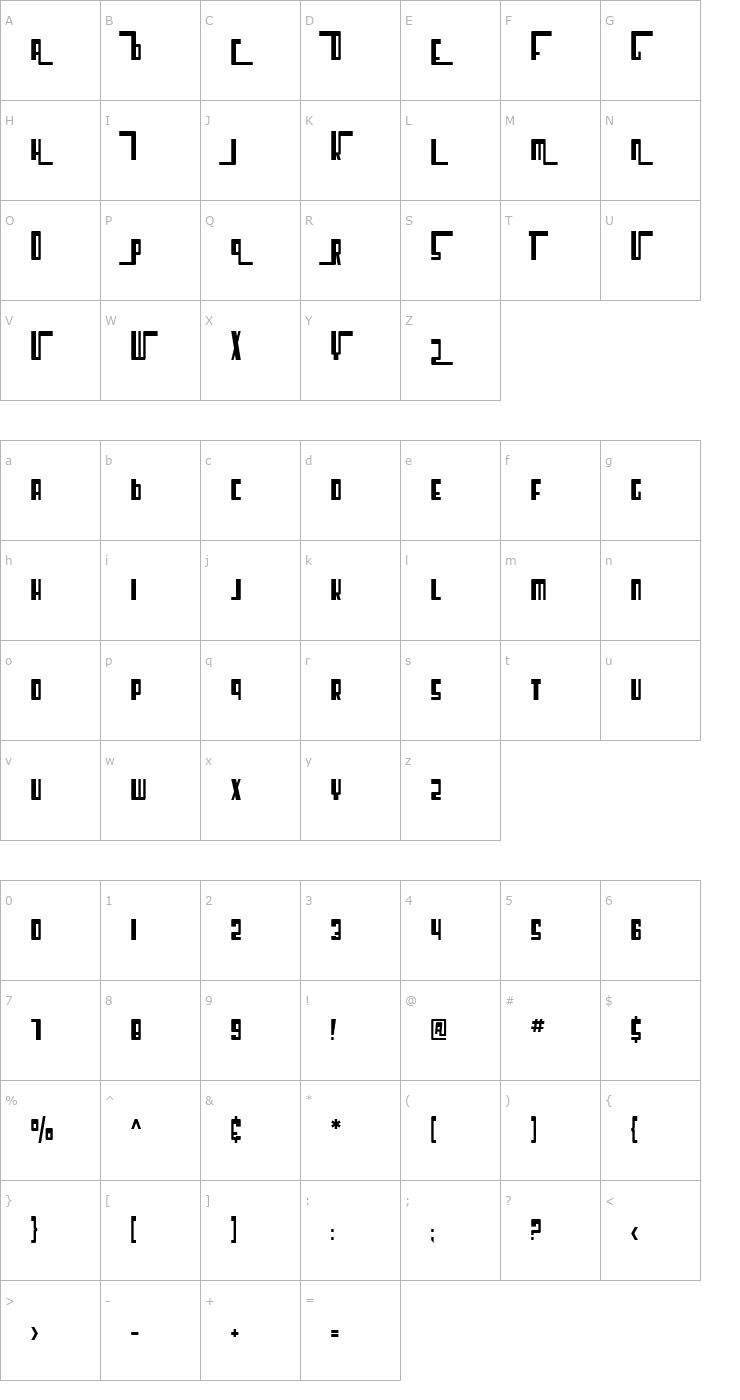 Character Map SF Cosmic Age Condensed Font