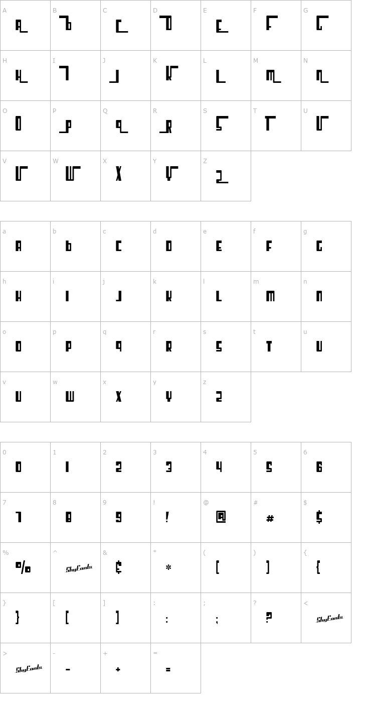 Character Map SF Cosmic Age CondUpright Font