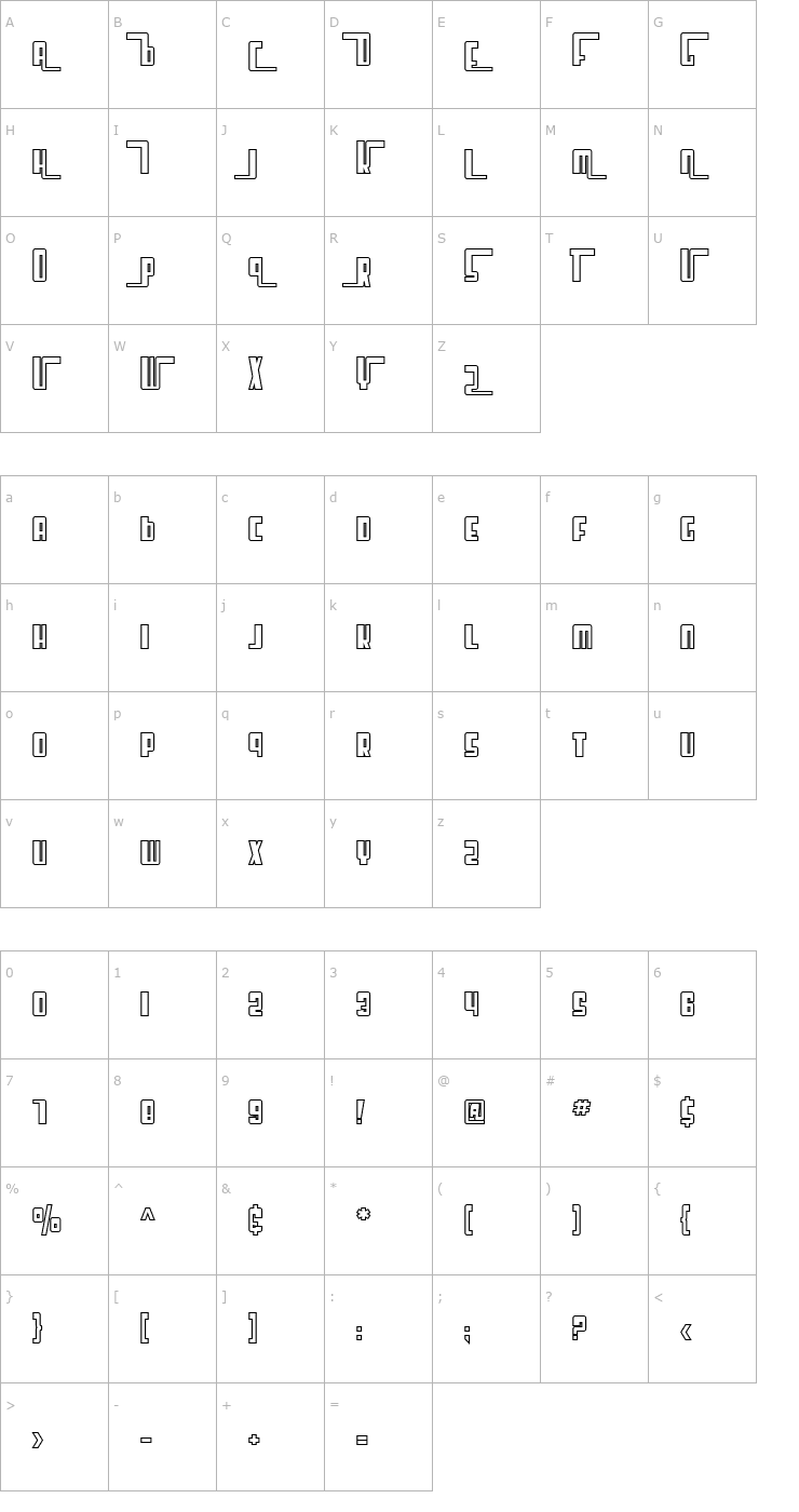 Character Map SF Cosmic Age Outline Font