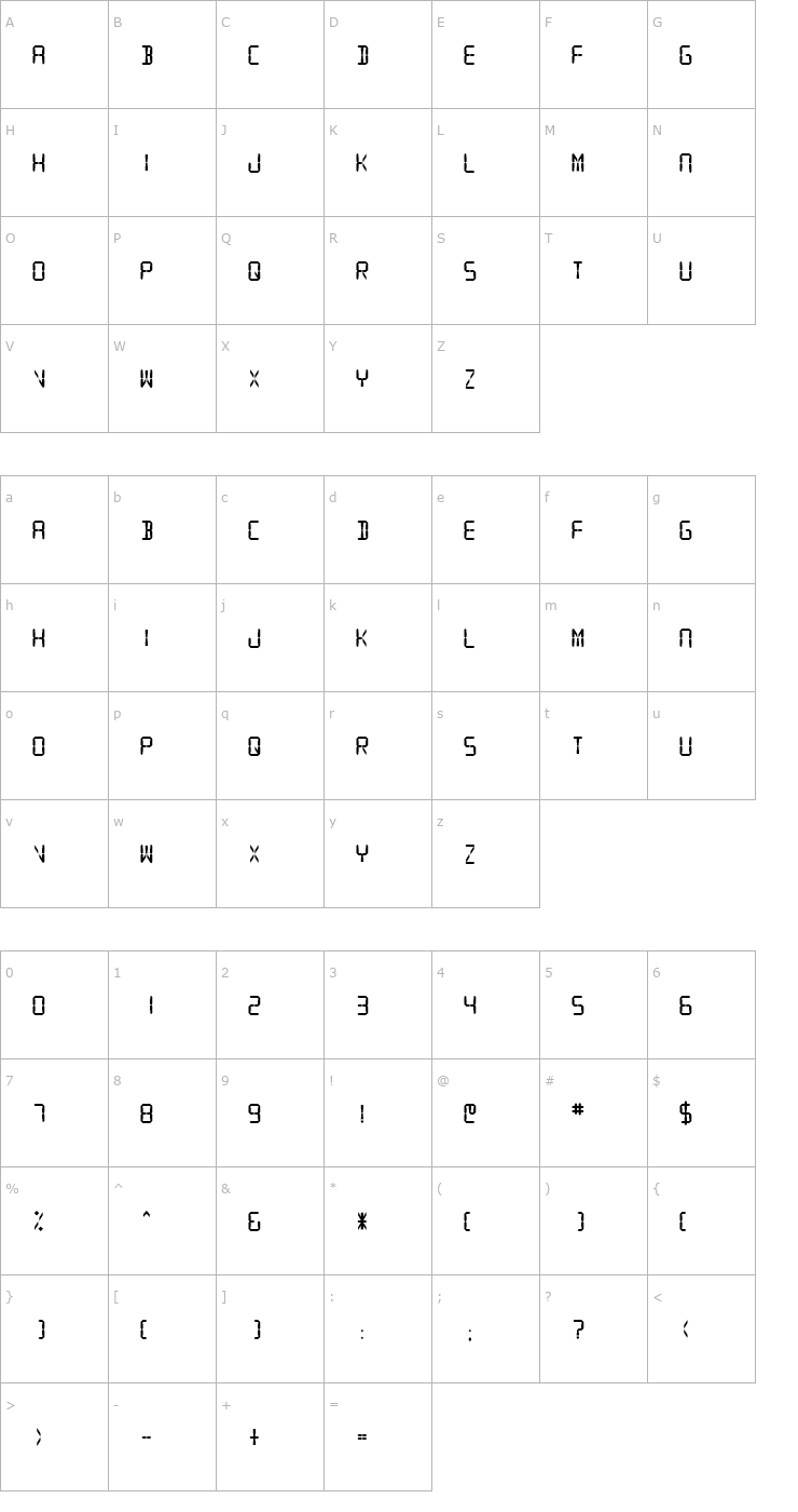 Character Map SF Digital Readout Heavy Font