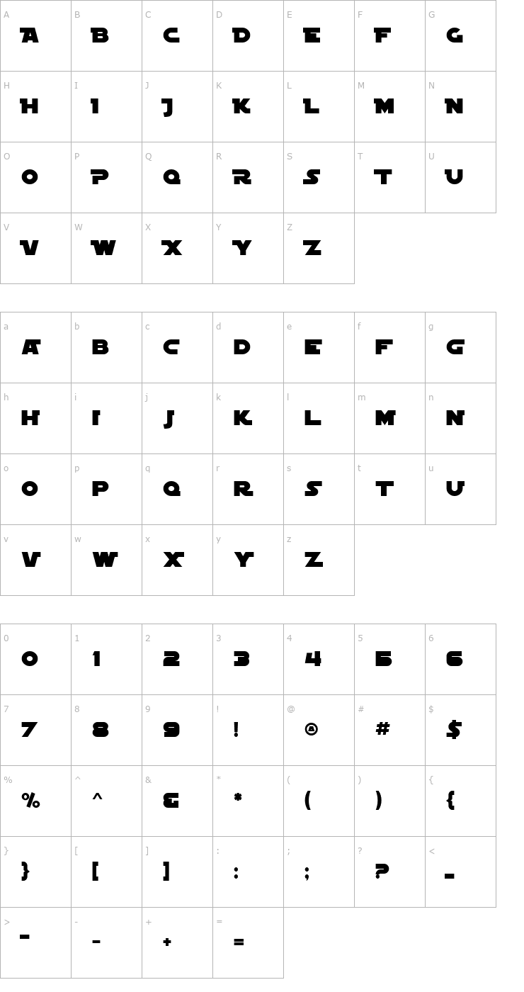 Character Map SF Distant Galaxy Alternate Font