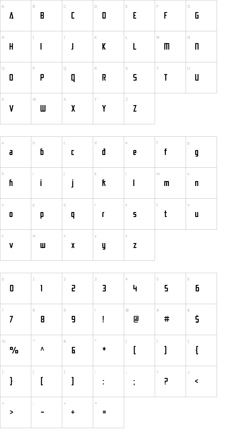 Character Map SF Electrotome Condensed Font