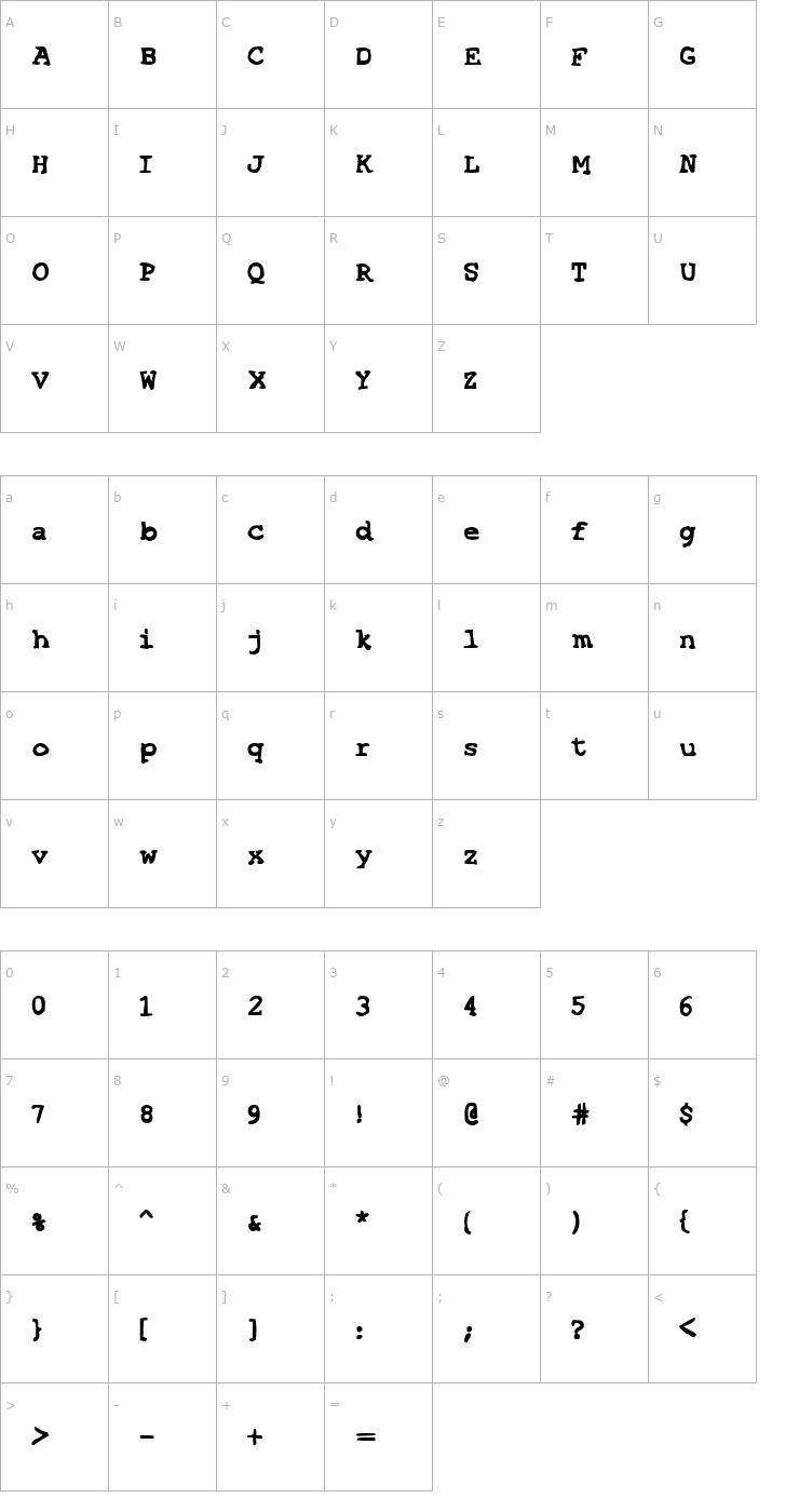 Character Map SF Espionage Heavy Font