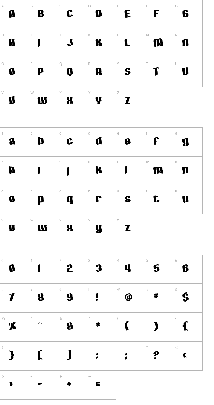 Character Map SF Hallucination Font