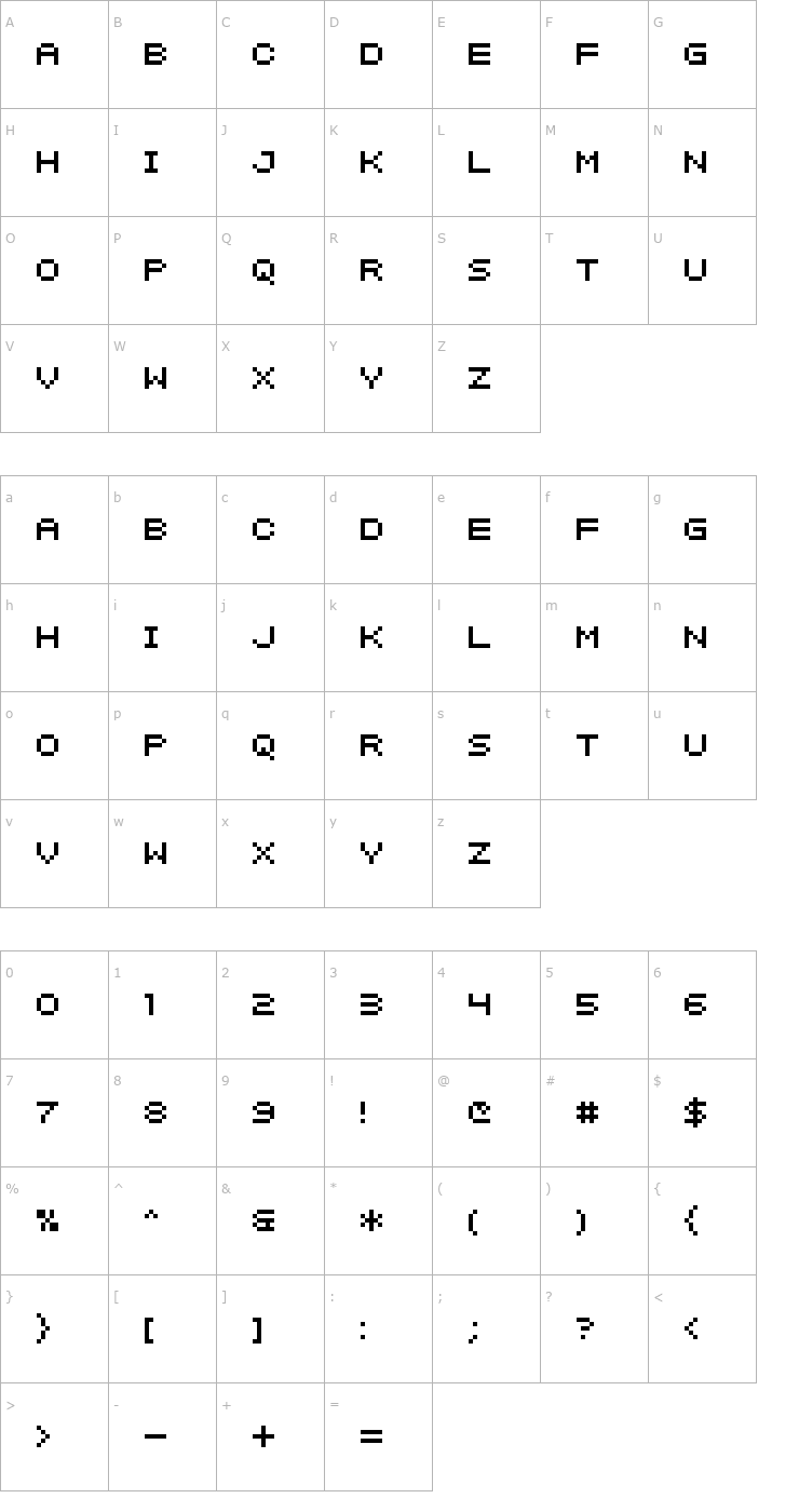 Character Map SF Intermosaic Font