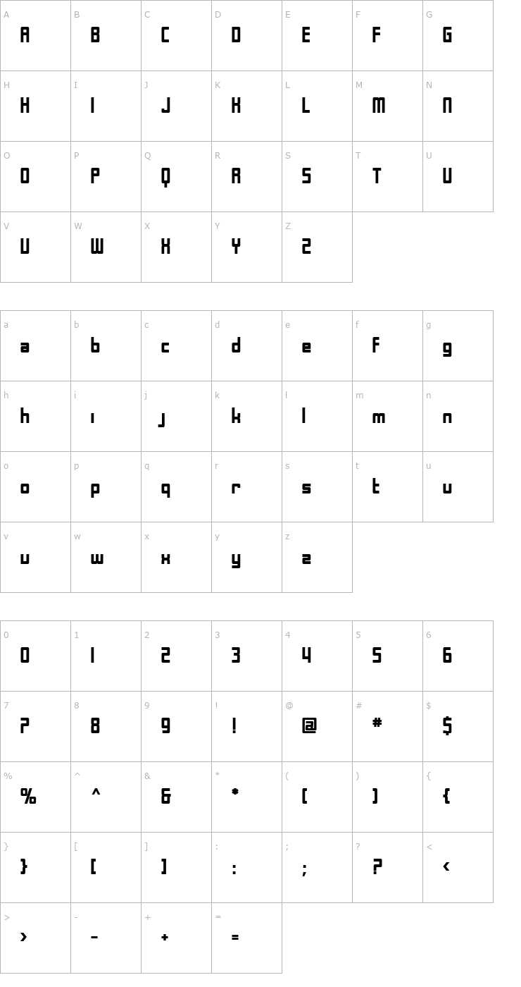 Character Map SF Laundromatic Bold Font