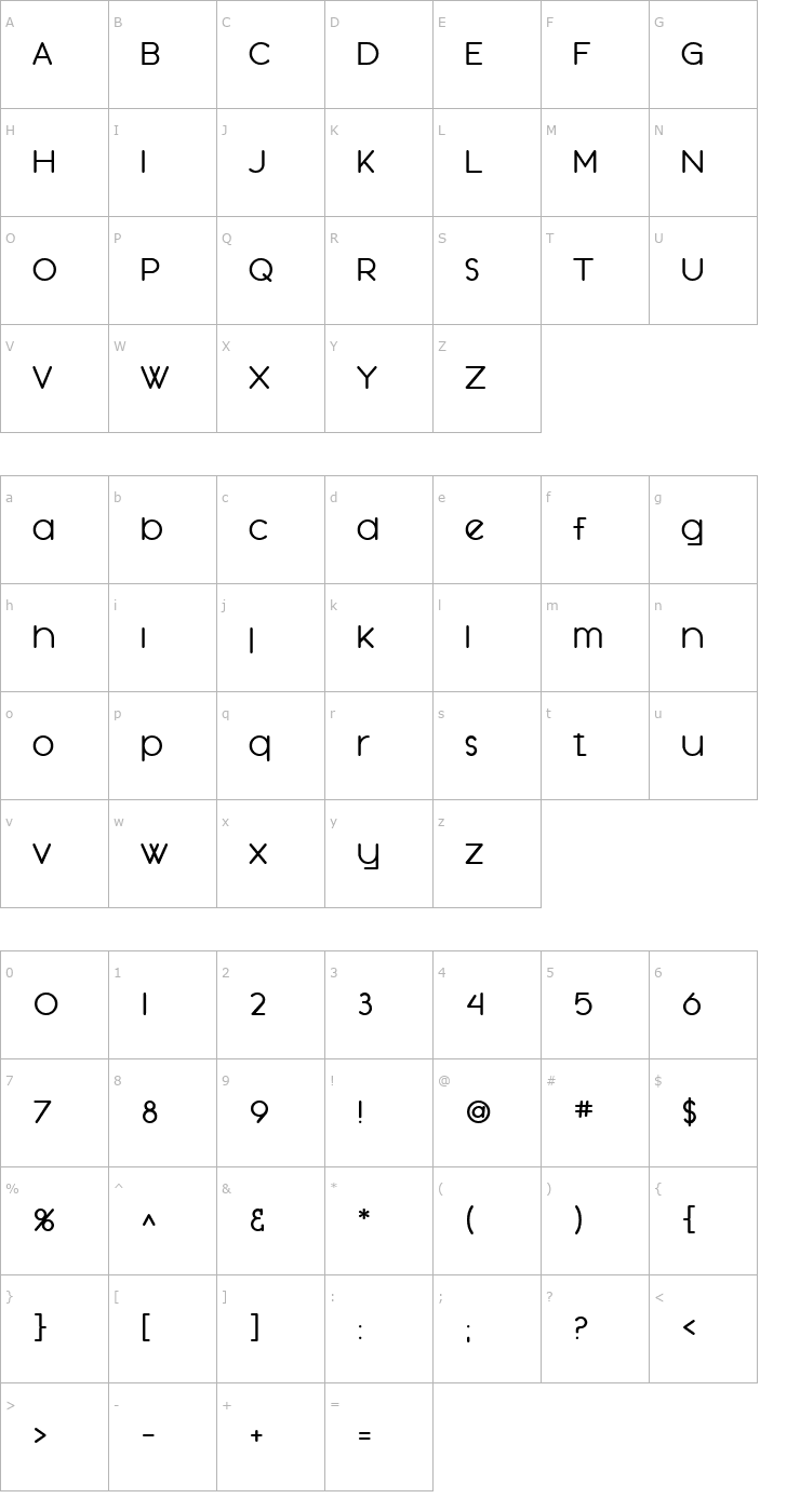 Character Map SF Orson Casual Medium Font