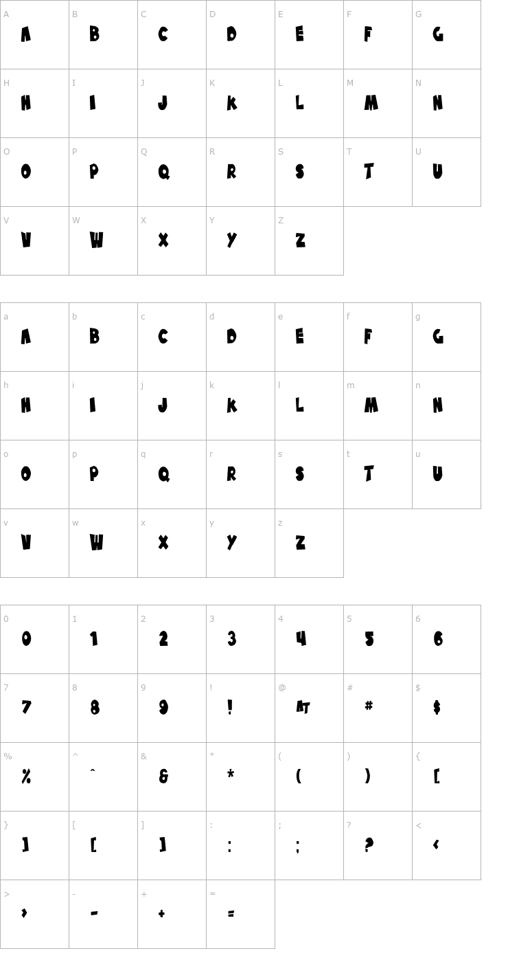 Character Map SF Pale Bottom Condensed Font