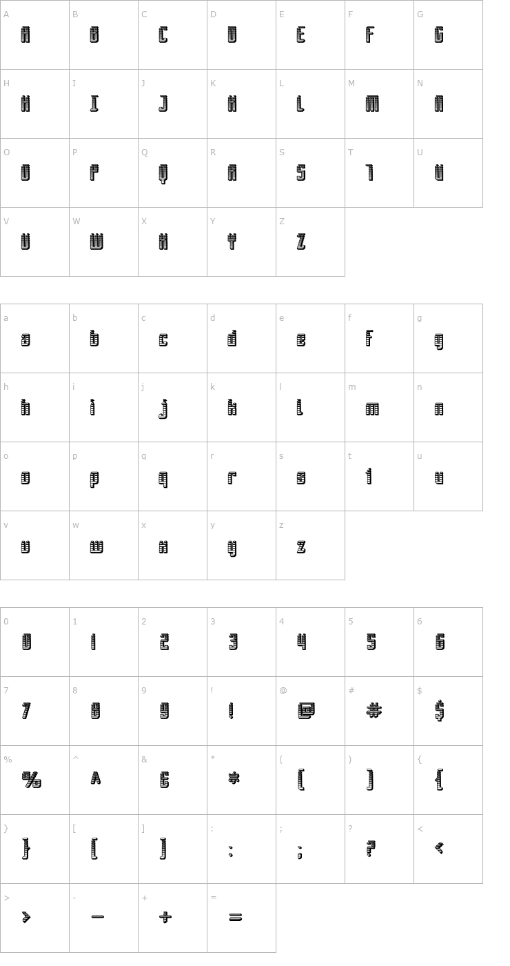 Character Map SF Piezolectric SFX Font