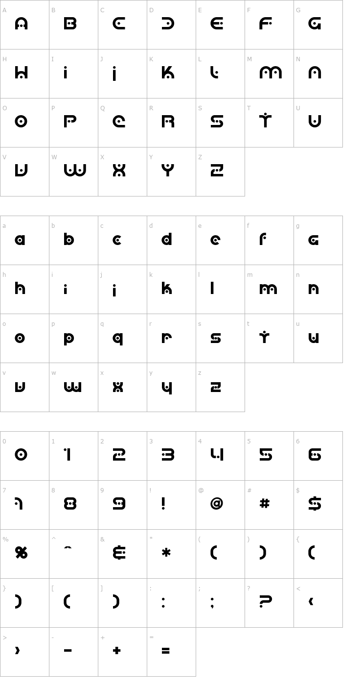 Character Map SF Planetary Orbiter Bold Font