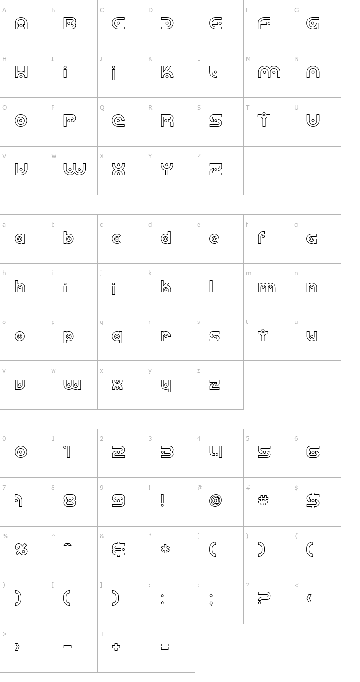 Character Map SF Planetary Orbiter Outline Font