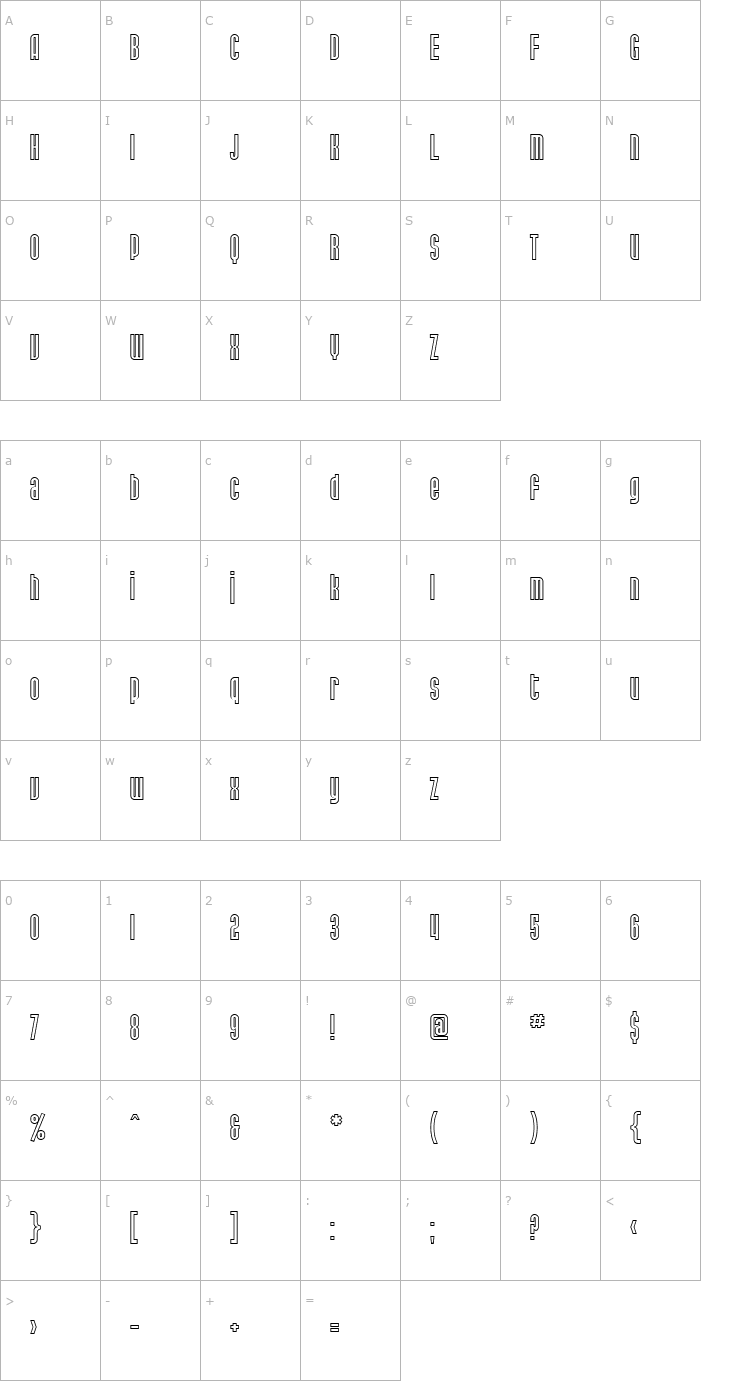 Character Map SF Port McKenzie Outline Font