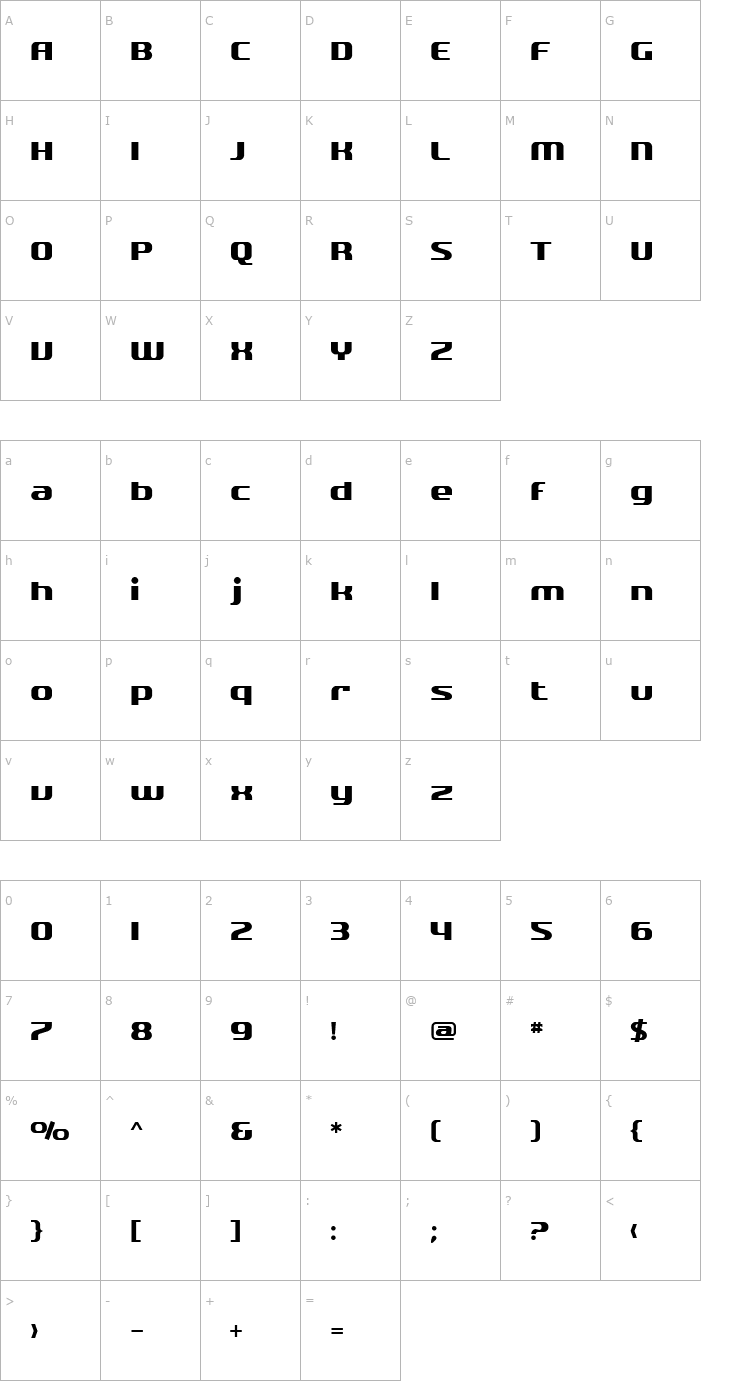 Character Map SF Quartzite Font