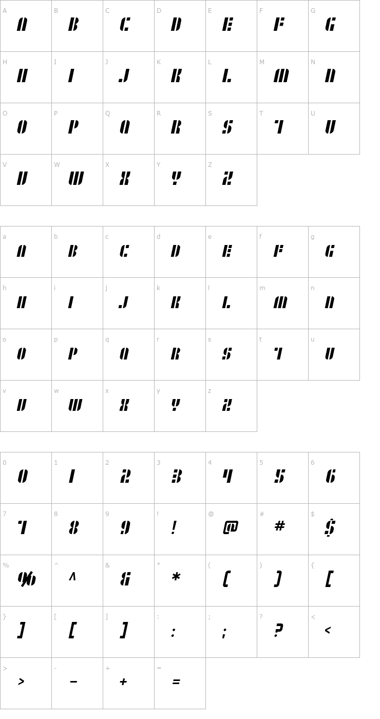 Character Map SF RetroSplice SC Font