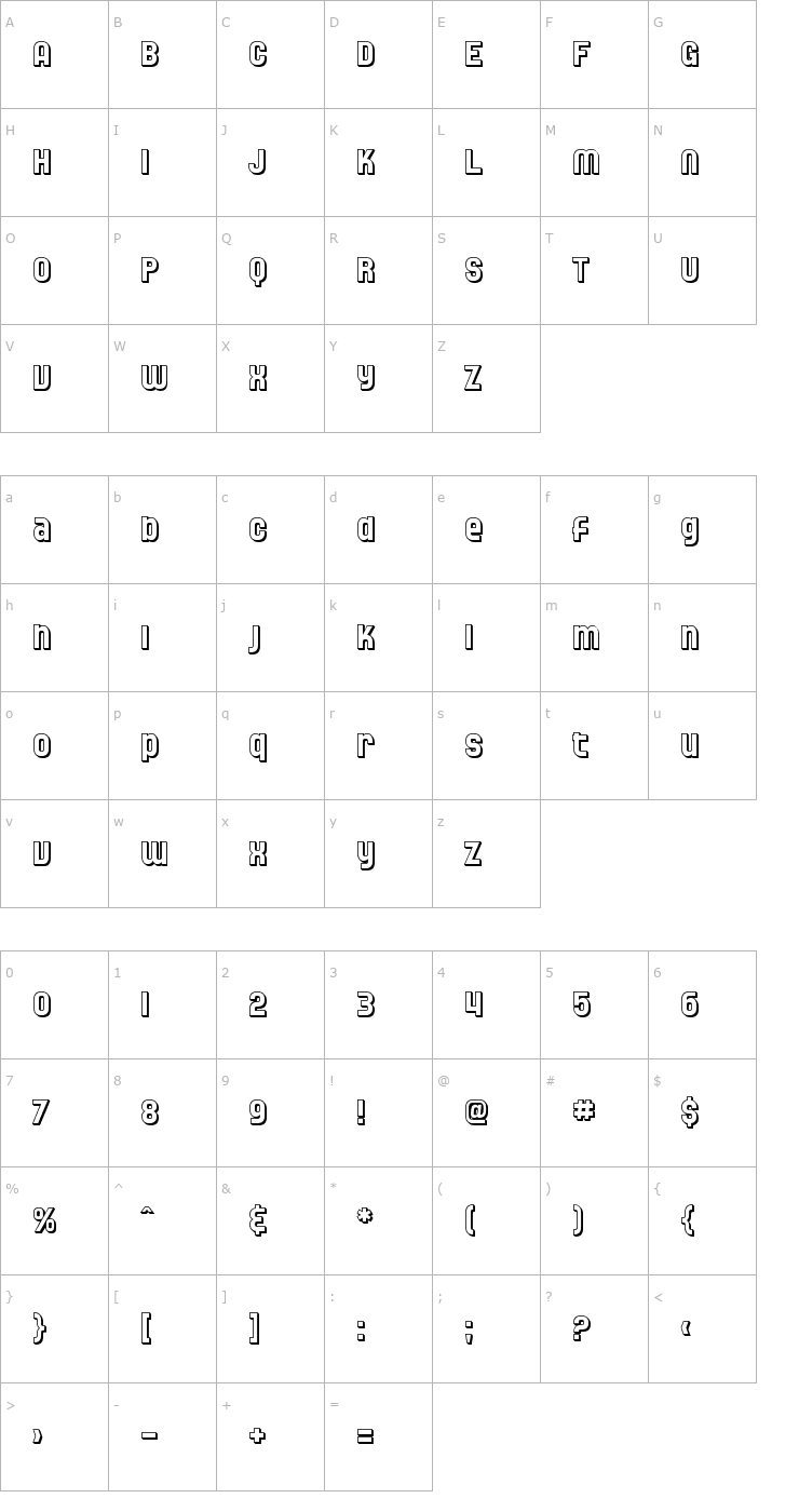 Character Map SF Speedwaystar Shaded Font