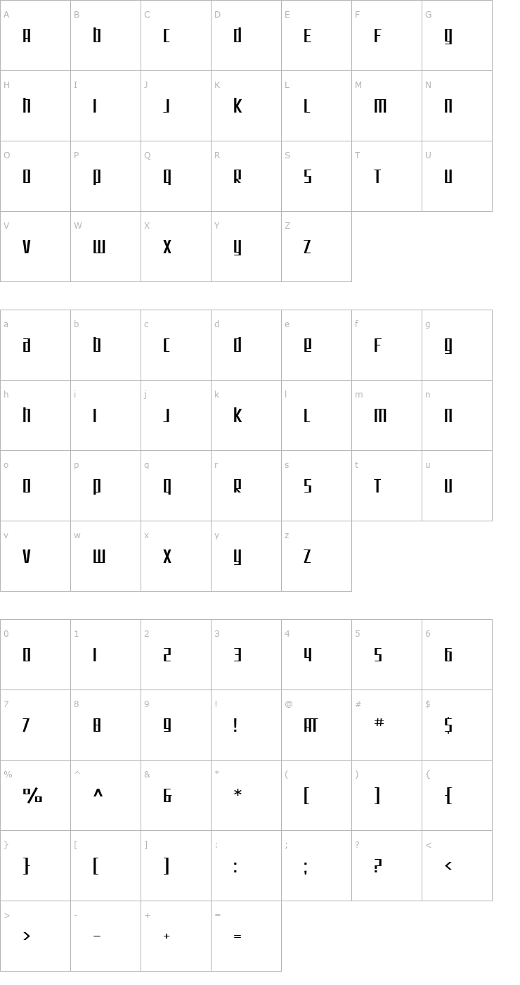 Character Map SF Square Root Extended Font