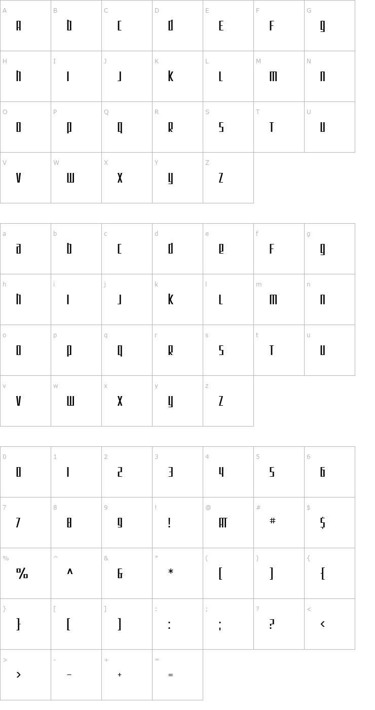 Character Map SF Square Root Font