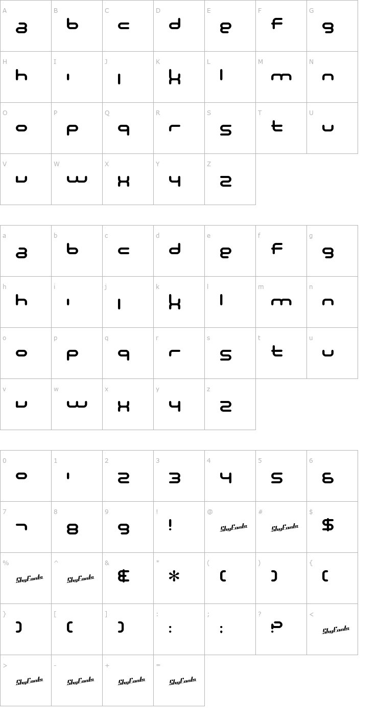 Character Map SF Technodelight NS Bold Font