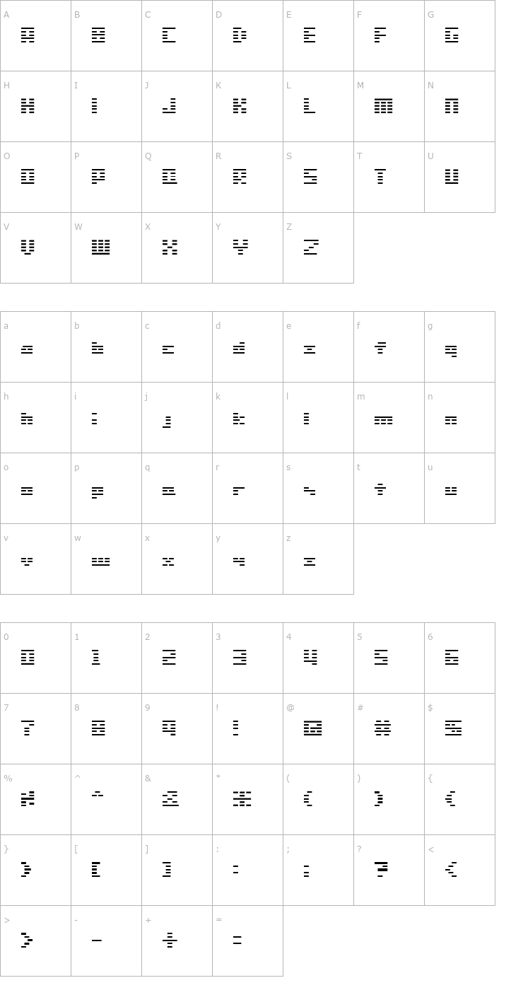 Character Map SG01 Font