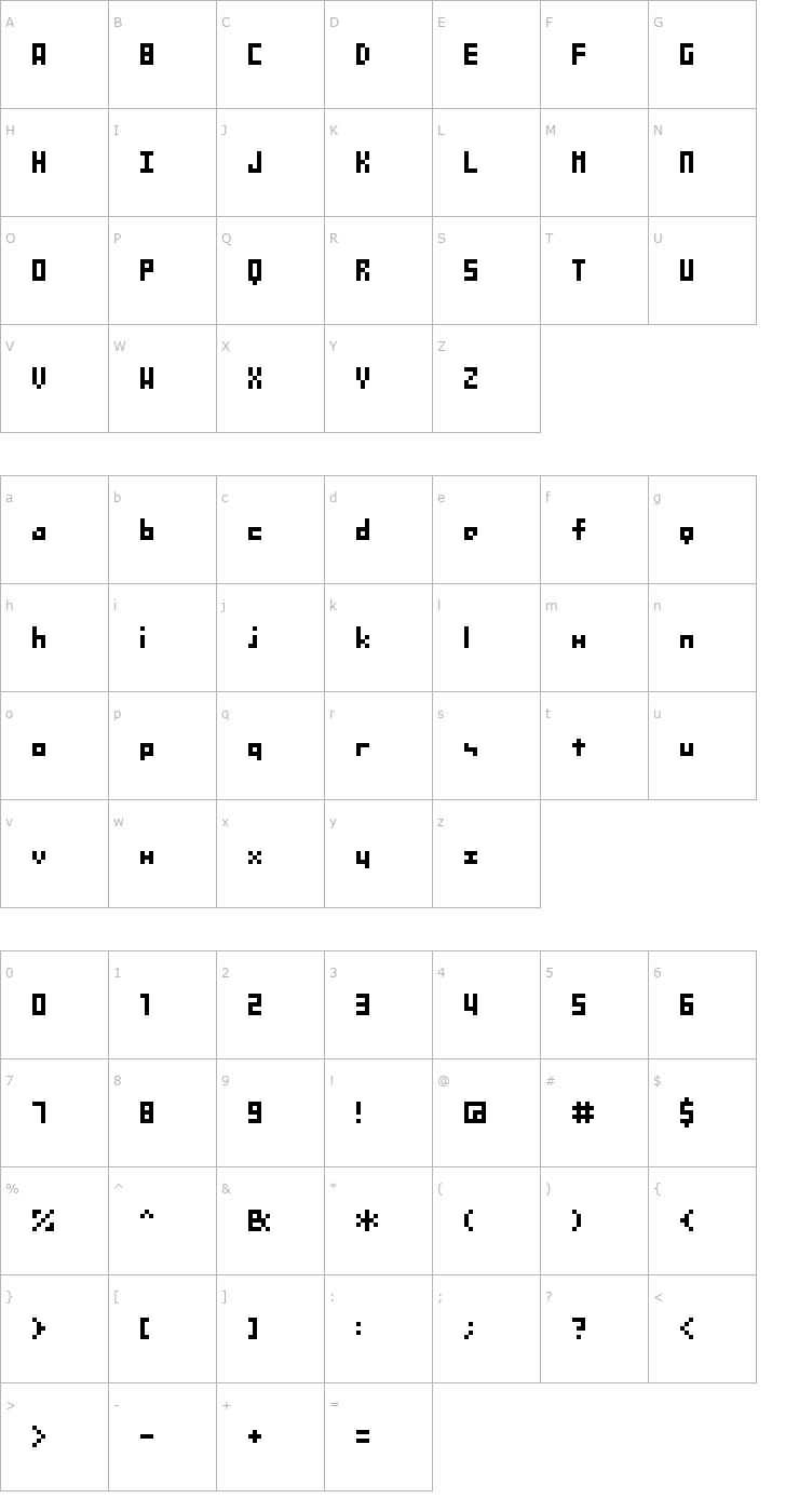 Character Map SG04 Font