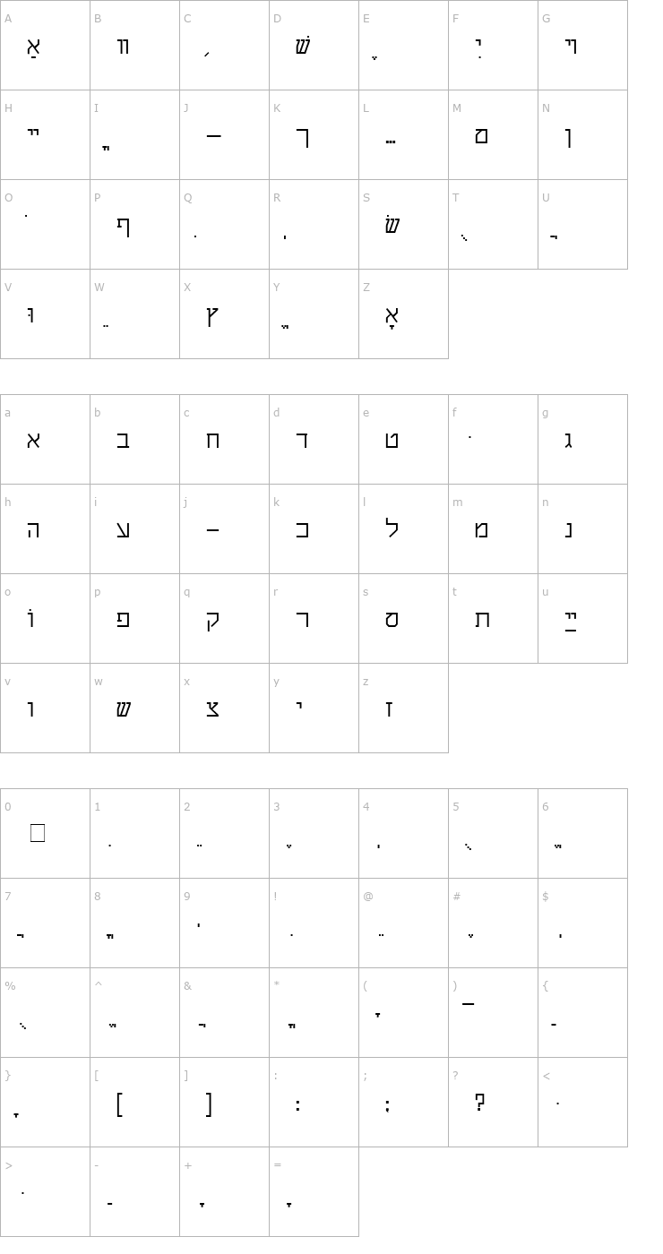 Character Map Shalom Stick Font