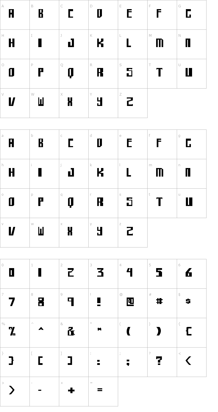 Character Map shellhead Bold Font