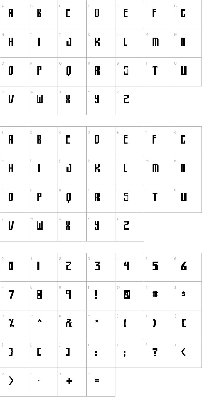 Character Map shellhead Font