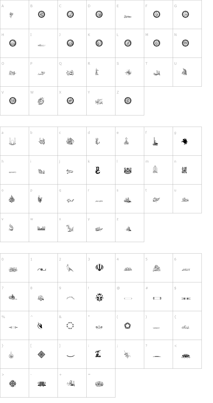 Character Map SHia Font