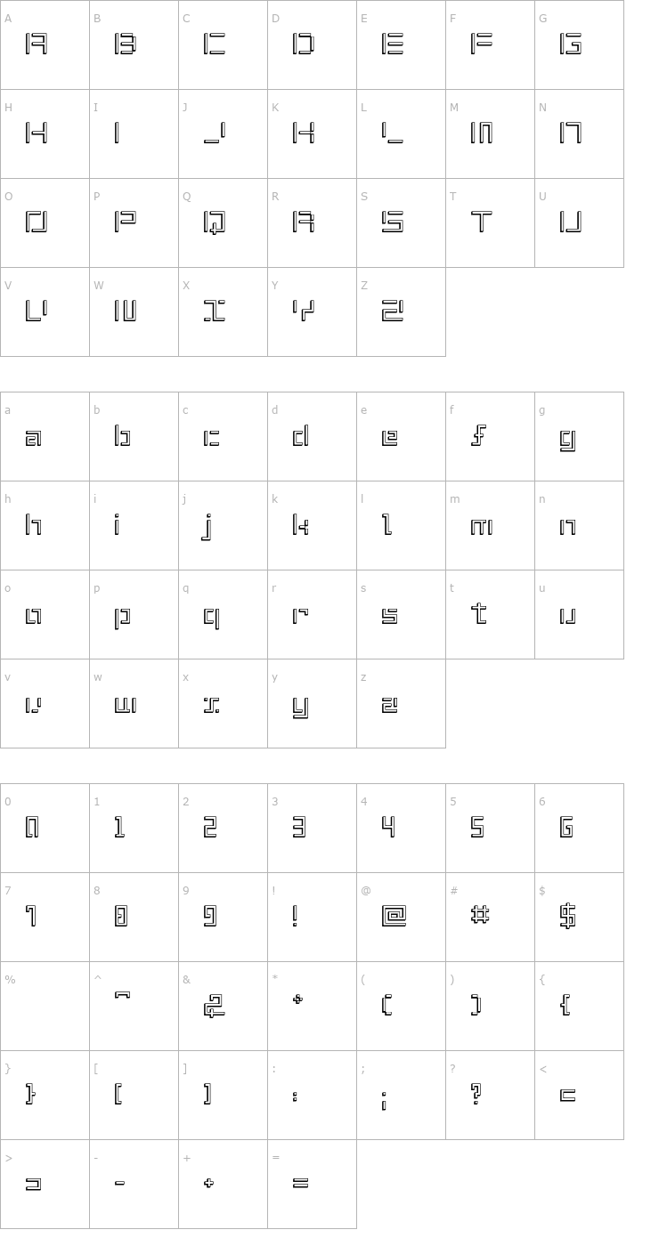 Character Map Shuin Sans3D Font