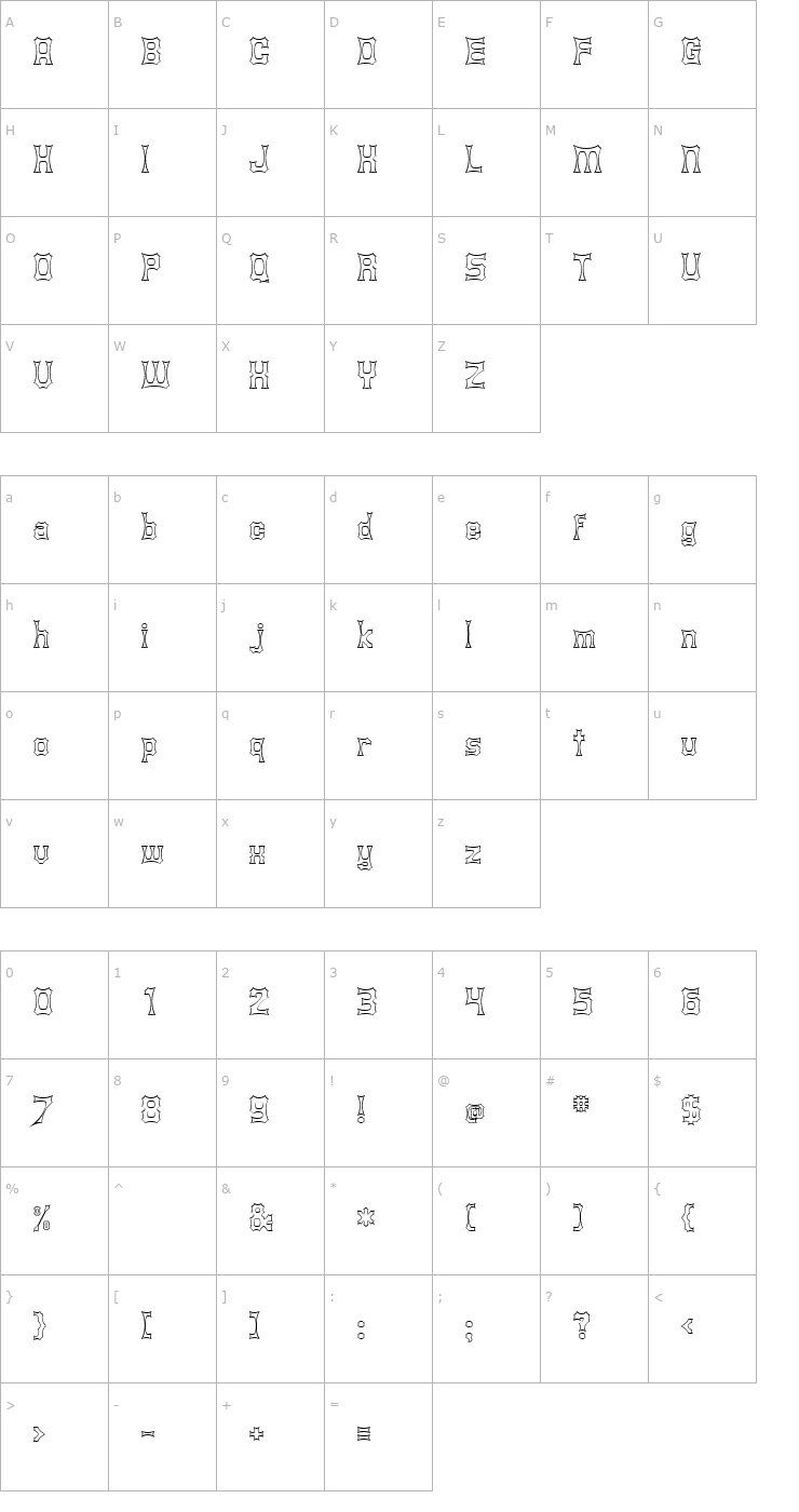 Character Map Shurkin Font