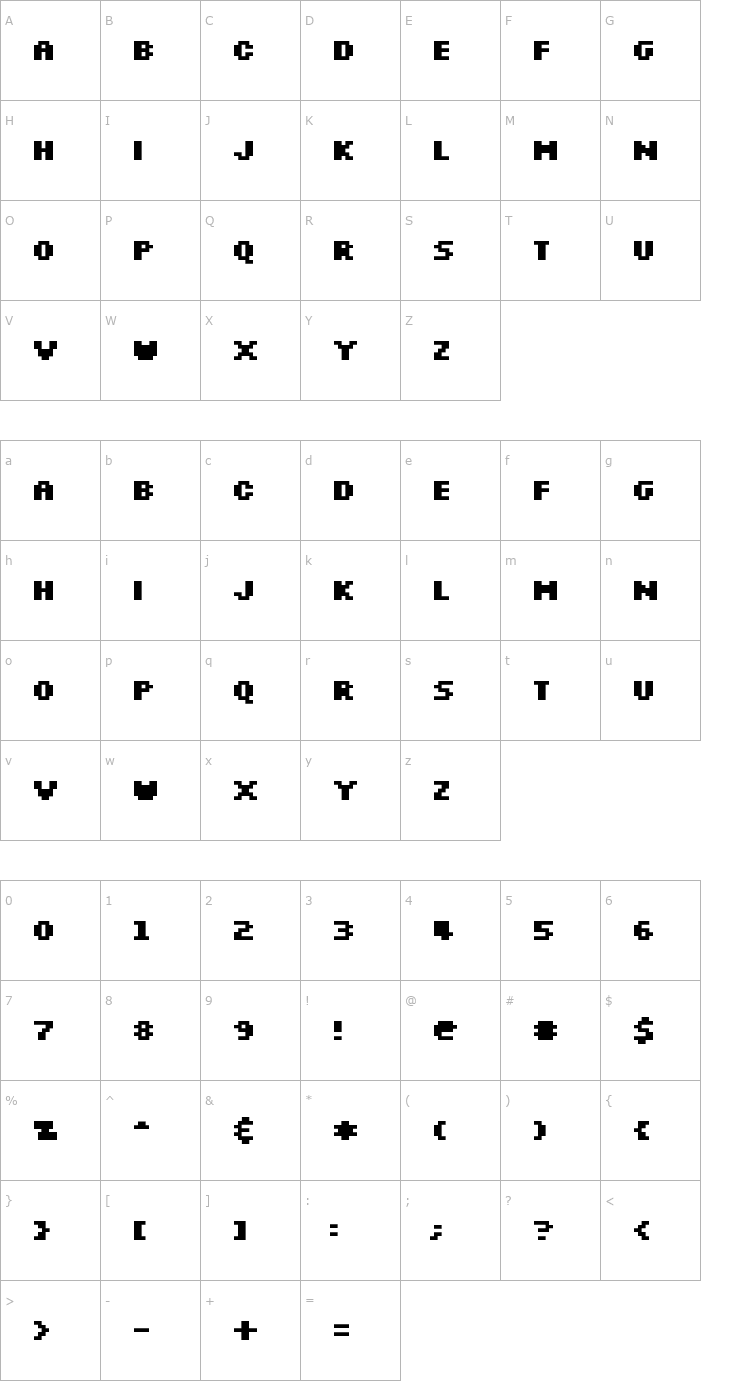 Character Map Silkscreen Bold Font