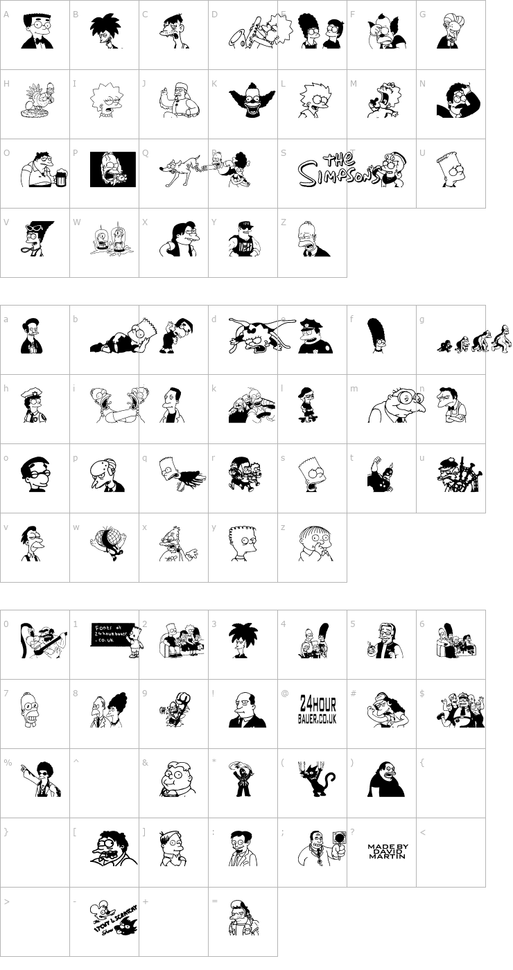 Character Map Simpsons Mmmm...Font Font