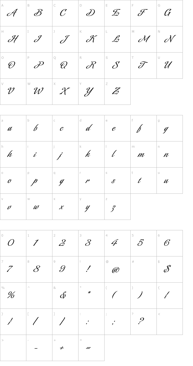 Character Map Sinfonieta OTF Font