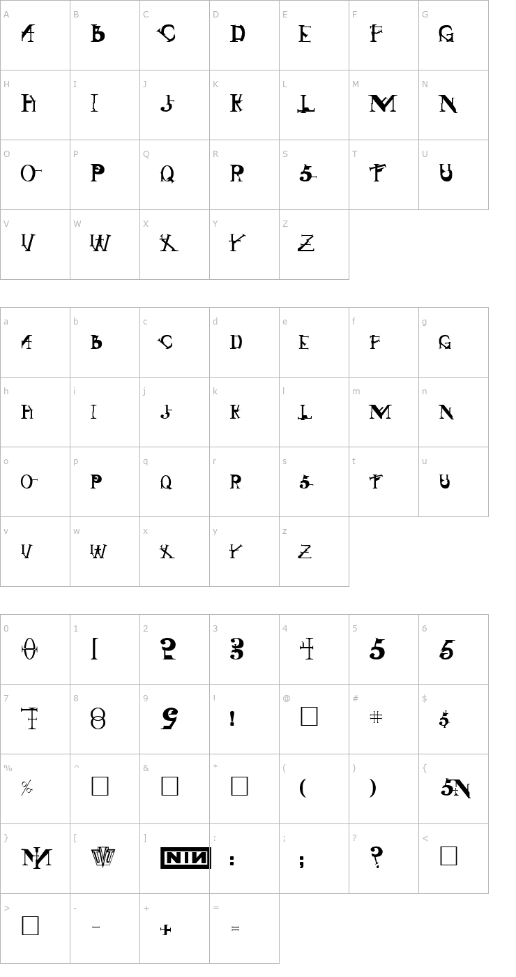 Character Map Singothic Font