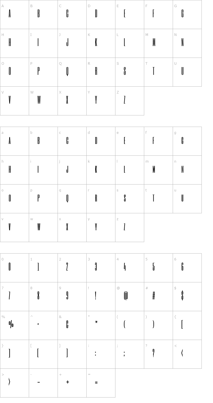 Character Map Six Caps Font