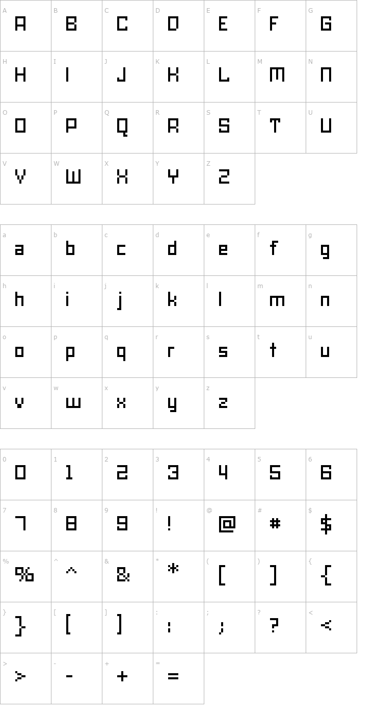 Character Map SKA Cubic 01_75 CE Font