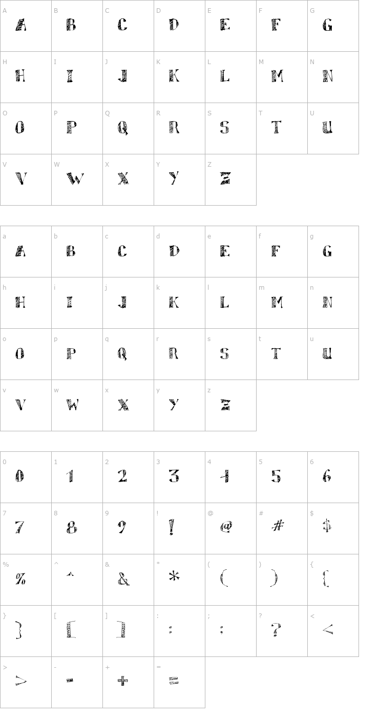 Character Map Sketchy Font