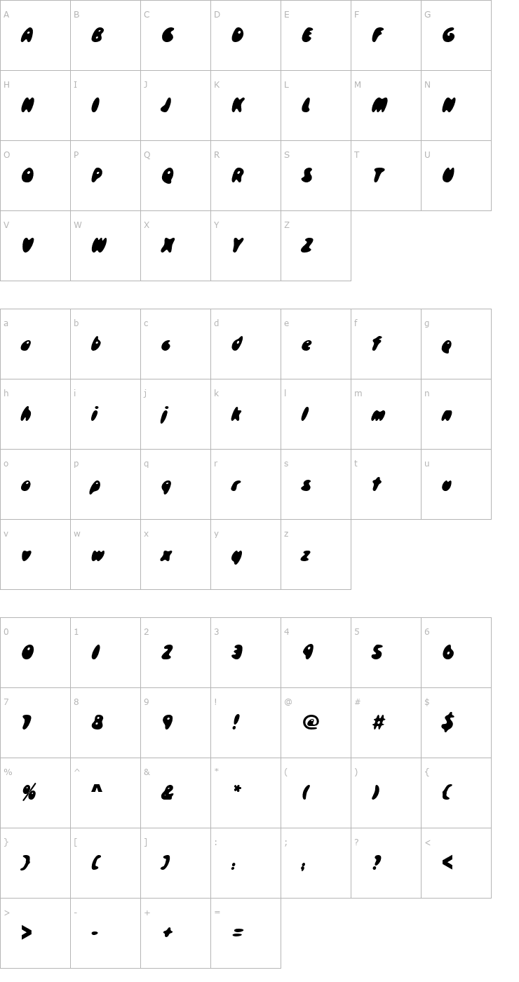 Character Map Skidoos_Becker_Poster Font