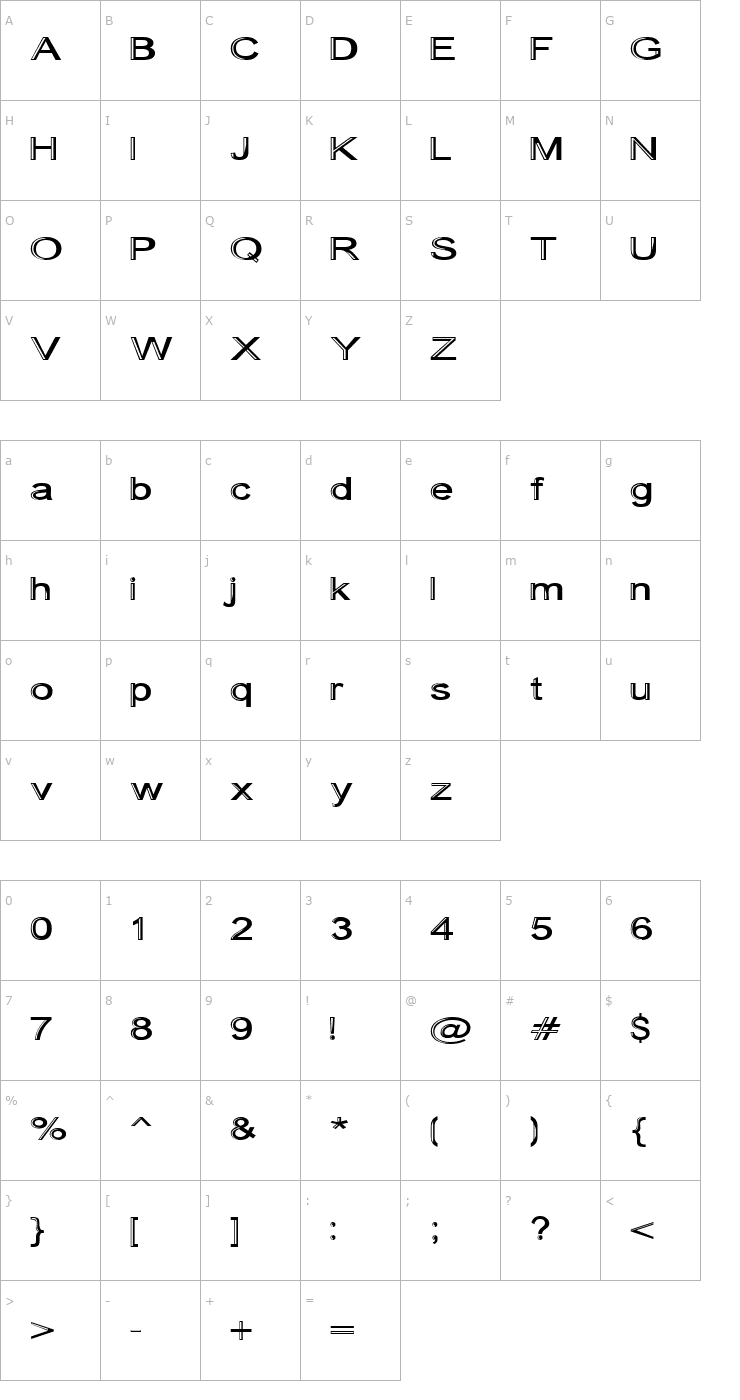 Character Map Skunkline Font