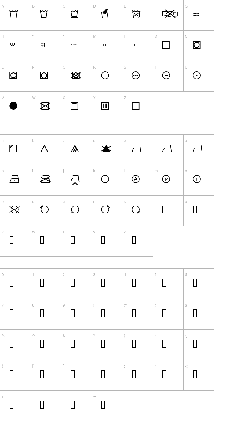 Character Map SL Wash Font